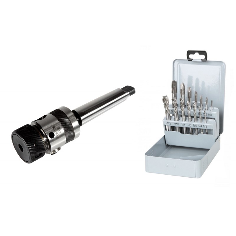 Set maschiatura CORMAK M3-M12/B16 con portamaschi e maschi per fori passanti e ciechi - 