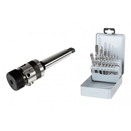Threading set: M3-M12/B16 tap holder + through and blind taps