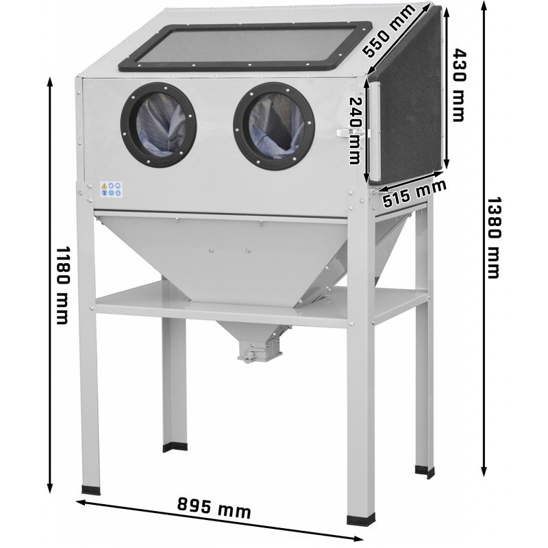 Piaskarka kabinowa 220 L - boczne otwarcie KDP200