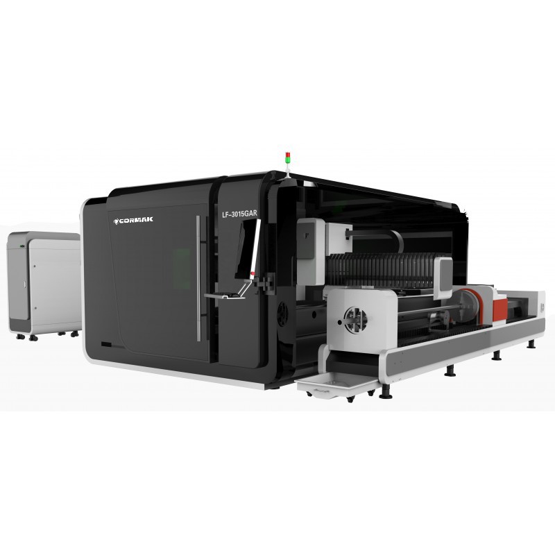Laser a fibra CORMAK FIBER LF3015GAR con dispositivo per il taglio di tubi e profili - 