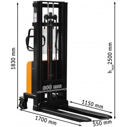 Półelektryczny masztowy wózek paletowy B1025 (udźwig 1000 kg, podnoszenie 2500 mm) - 