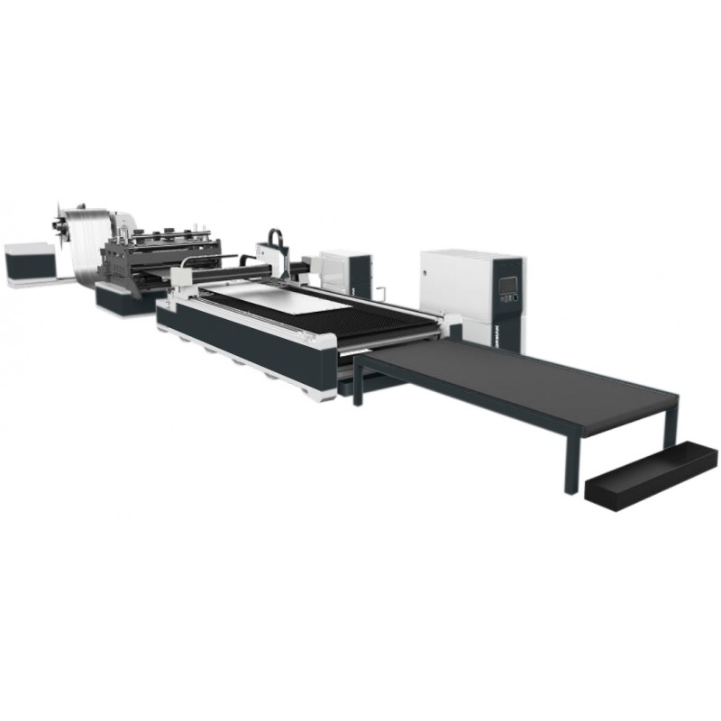 Faserlaser Schneidanlage CORMAK FIBER LF3015RL – Automatische Produktionslinie zum Schneiden von Stahlbändern mit Blechzuführung - 