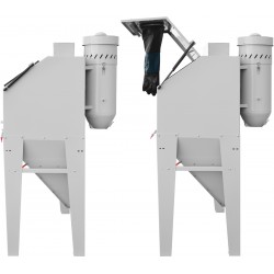 Sabbiatrice a cabina 420L con apertura superiore CORMAK KDP420 + aspiratore DC15 - 