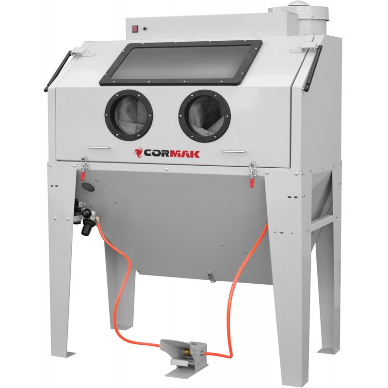 Sabbiatrice a cabina 420L con apertura superiore CORMAK KDP420 + aspiratore DC15 - 