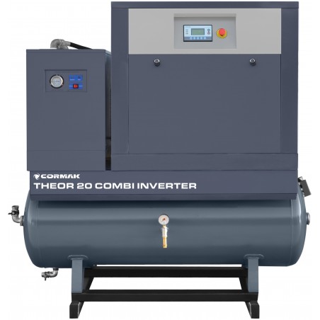 Zestaw THEOR 20 COMBI-500 z falownikiem - 15kW - 2000 L/min. -  Kompresor śrubowy THEOR 20 + Osuszacz N20S + Butla 500 l