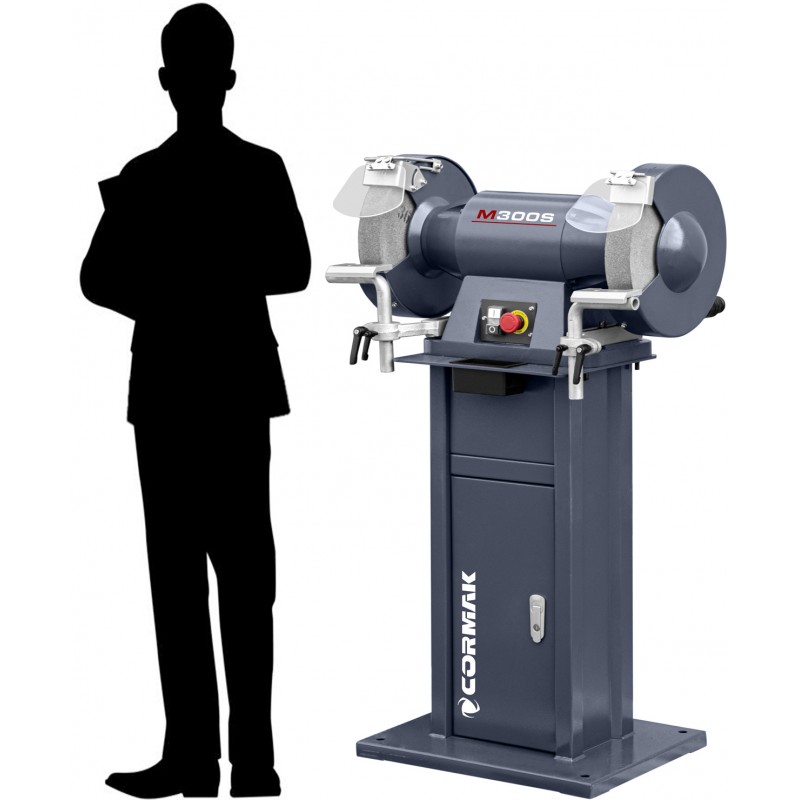 Smerigliatrice industriale a doppio disco CORMAK M300S con base - 