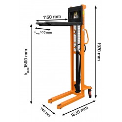 WRHS1610 Manual Mast Pallet Stacker 1600mm 1000kg - 