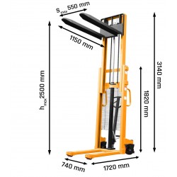 Gerbeur manuel levée 2500 mm WRHS 1025 1000 kg - 