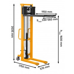 Gerbeur manuel levée 1600 mm CORMAK P716 Capacité 700 kg - 