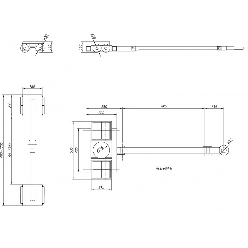 Zestaw transportowy WL6+WF6 (udźwig 12 ton)