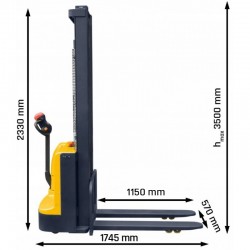 Q12E35 electric mast stacker (capacity 1200 kg, lifting 3500 mm) - 