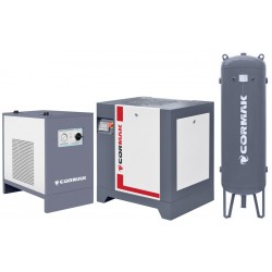 Screw Compressor Set CORMAK THEOR 7.5 – 5.5kW – 650L/min with CORMAK IZBERG N10S Air Dryer and 500L Vertical Air Tank - 