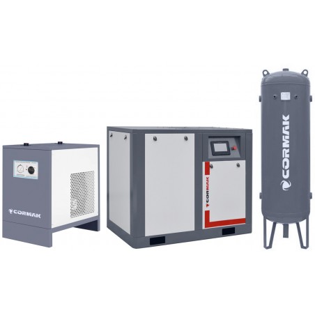 Zestaw Kompresor THEOR 30 z falownikiem - 22kW - 3200 L/min. + Osuszacz IZBERG N30S + Butla pionowa 500L