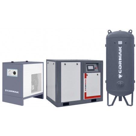 Zestaw Kompresor THEOR 30 z falownikiem - 22kW - 3200 L/min. + Osuszacz IZBERG N30S + Butla pionowa 1000L