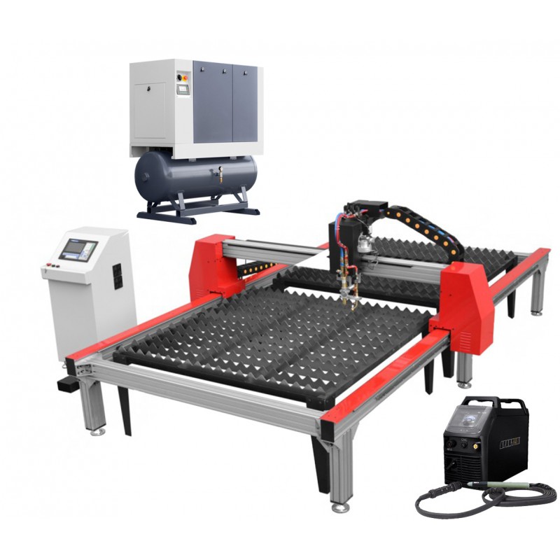 Wypalarka plazmowo-gazowa PW-1530 AST 1500x3000 + kompresor Luft 1000 + źródło SPARTUS ProCUT 125CNC