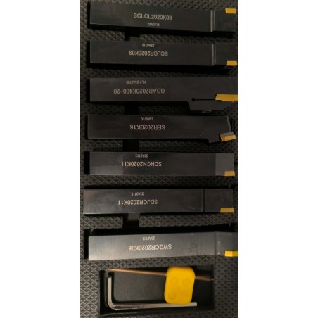 Lathe Turning Tool Set 20x20mm with Inserts – 7 pcs