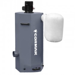 Smerigliatrice industriale a doppio disco CORMAK M300S con base e aspiratore trucioli metallo MDC750 400V - 