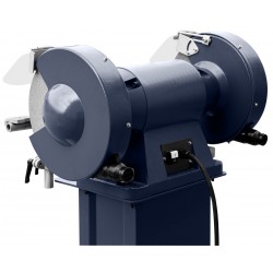 Broyeur industriel à double disque CORMAK M300S avec socle et aspiration pour copeaux et limailles métalliques MDC1500 400V - 