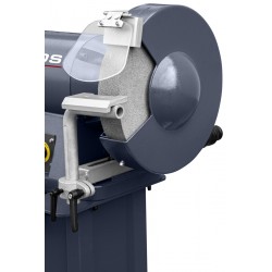 Industrieller Doppelscheibenschleifer CORMAK M300S mit Sockel und Absaugung für Metallspäne und Feilspäne MDC1500 400V - 
