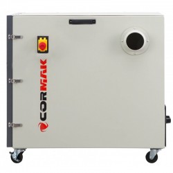 Industrieller Doppelscheibenschleifer CORMAK M300S mit Sockel und Absaugung für Metallspäne und Feilspäne MDC1500 400V - 