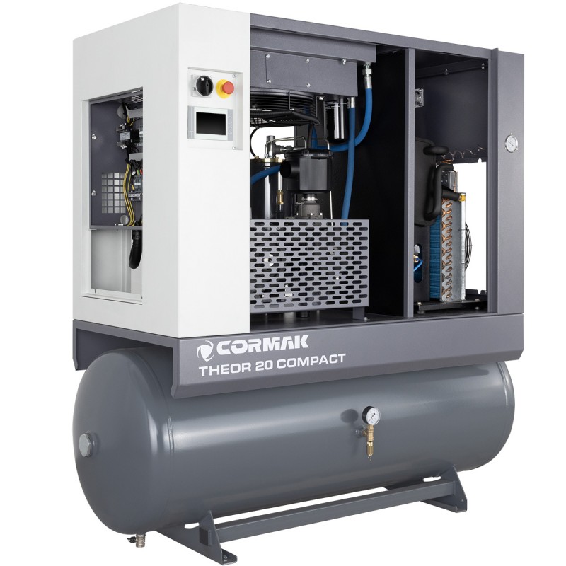 Sprężarka śrubowa z osuszaczem i zbiornikiem 500L - THEOR 20 COMPACT 15kW - 2000 L/min | Producent CORMAK