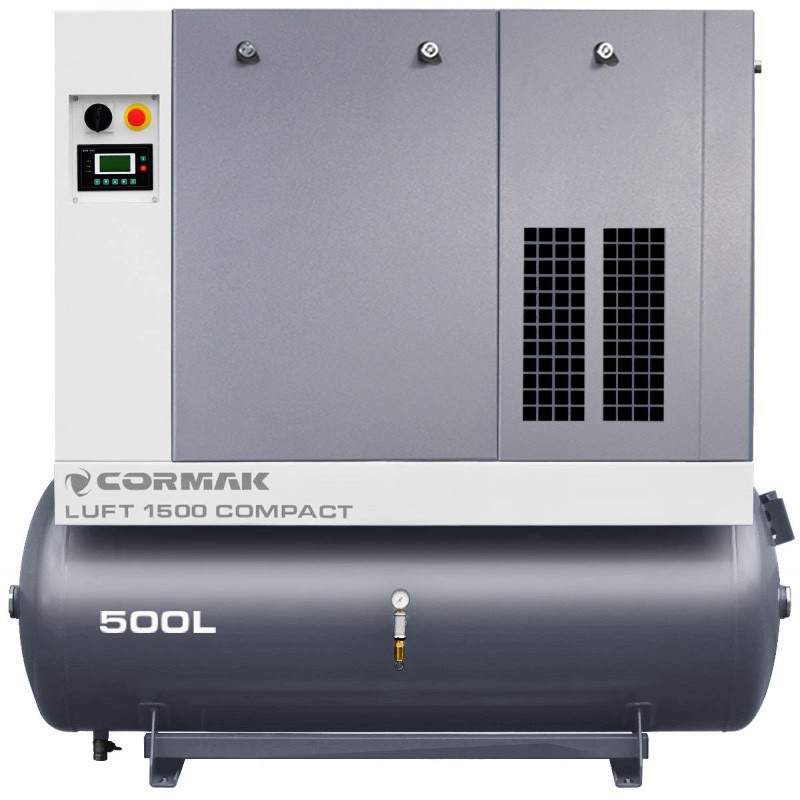 Sprężarka śrubowa z osuszaczem i zbiornikiem 500L - LUFT 1500 COMPACT 11kW - 1580 L/min
