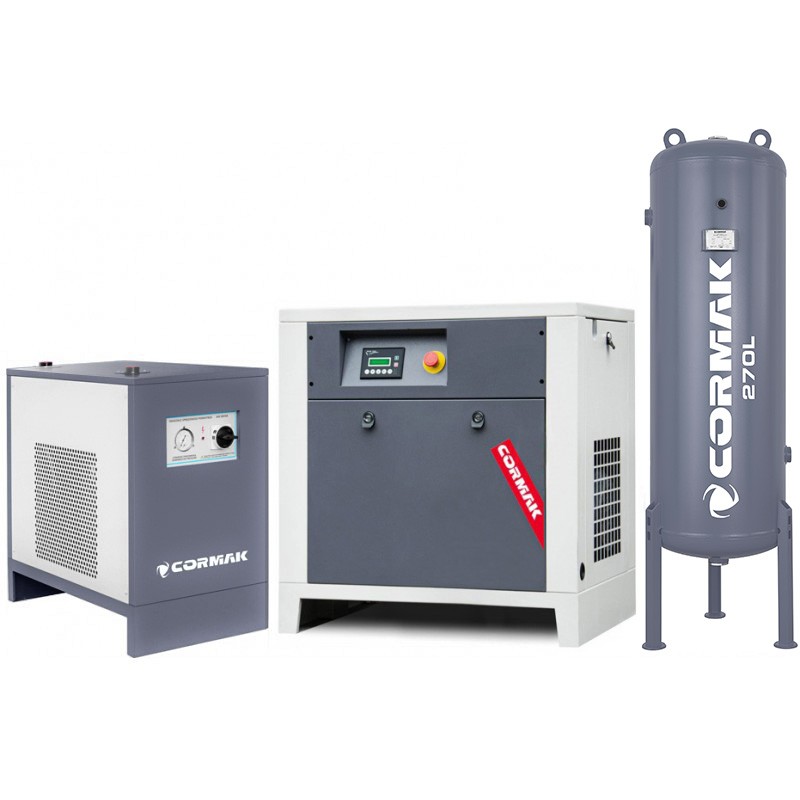 Kompressorset LUFT 700 - 5,5 kW - 650 l/min. + Luftentfeuchter IZBERG N10S + vertikaler Zylinder 270 l - Kompressorset LUFT 700 - 5,5 kW - 650 l/min. + Luftentfeuchter IZBERG N10S + vertikaler Zylinder 270 l -