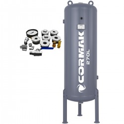 Serbatoio verticale in pressione per aria compressa per compressore CORMAK 11bar 270L + accessori - 