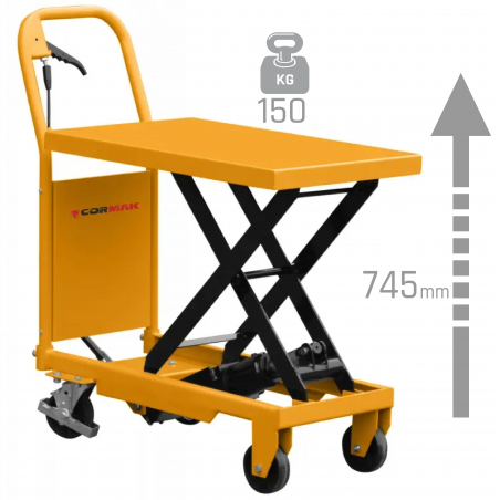 Wózek nożycowy platformowy TA15B (udźwig 150 kg, podnoszenie 745 mm)