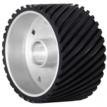 Gummiertes Rad, das zur CORMAK SM150-Schleifmaschine führt