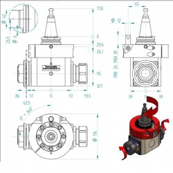 CNC Aggregate Head CORMAK ISO30 2xER32 + Saw H630212100 - 
