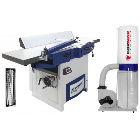 Planer Thicknesser CORMAK PT410S with Spiral Cutterhead + CORMAK FM300 Extractor + 3m Hose