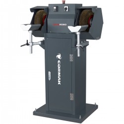 Smerigliatrice professionale a doppia ruota con spazzole CORMAK BMS2080 con basamento e aspiratore trucioli metallo MDC1500 400V - 