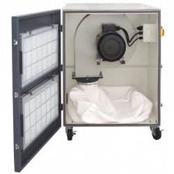 Smerigliatrice professionale a doppia ruota con spazzole CORMAK BMS2080 con basamento e aspiratore trucioli metallo MDC1500 400V - 