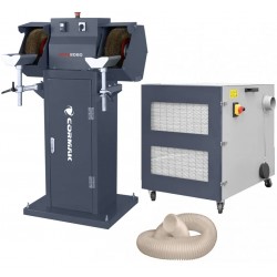 Industrie-Doppelschleifmaschine CORMAK BMS2080 mit Untergestell & Absauganlage für Metallspäne MDC1500 400V - 