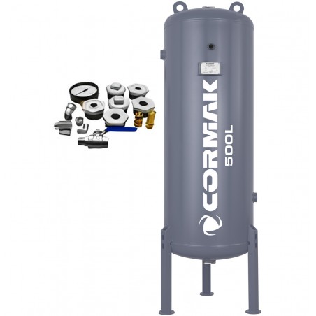 Serbatoio verticale in pressione per aria compressa per compressore CORMAK 16bar 500L + accessori