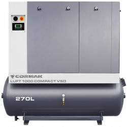 Satz Schraubenkompressor LUFT 1000 COMPACT mit Kältetrockner, VSD-Frequenzumrichter und 270 L Druckluftbehälter - 