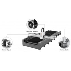 Geschlossene Faserlaser Schneidanlage mit Rohr- und Profilaufsatz CORMAK FIBER LF3015GEPR 3kW - 