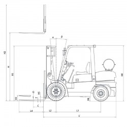 Wózek widłowy masztowy LPG TRIPLEX WS25L45 (udźwig 2500 kg, podnoszenie 4500 mm) - 