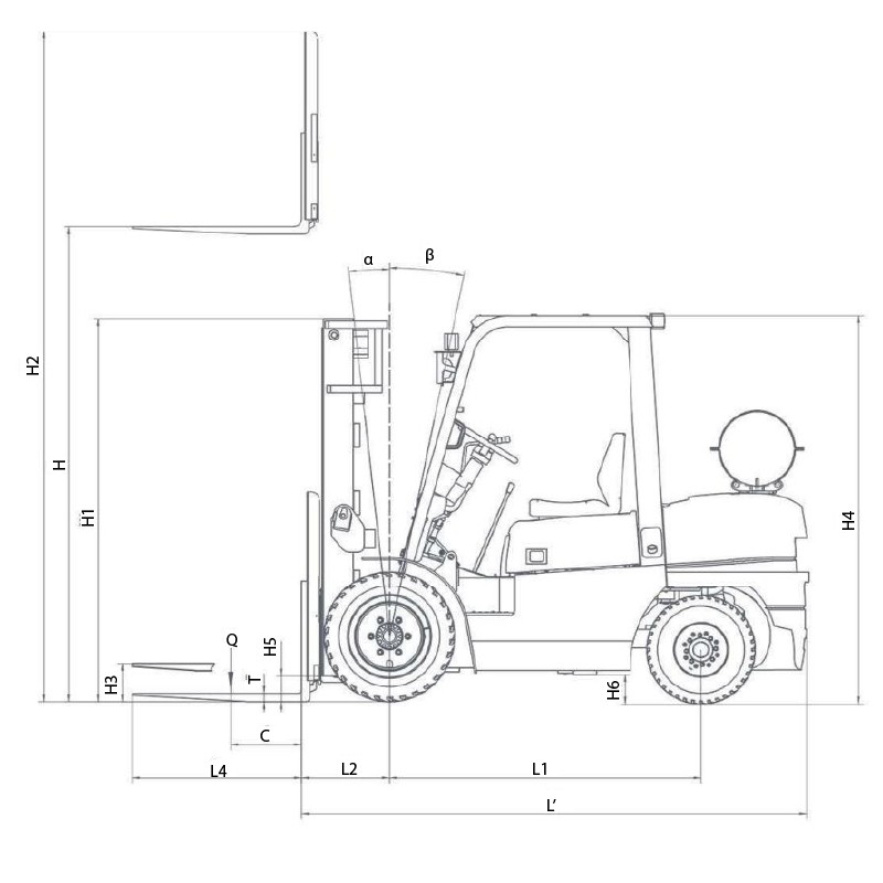 Wózek widłowy masztowy LPG TRIPLEX WS25L45 (udźwig 2500 kg, podnoszenie 4500 mm)