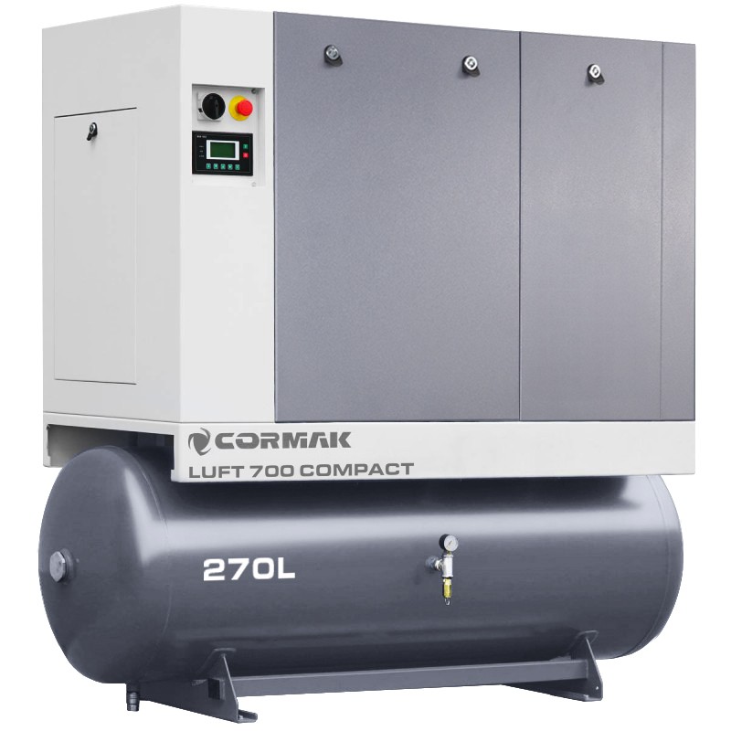 Screw Air Compressor with Air Dryer and 270L Air Tank CORMAK LUFT 700 COMPACT 5.5kW 650L/min - 