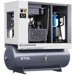 Schraubenkompressor mit Kältetrockner und 270L Druckluftbehälter CORMAK LUFT 1000 COMPACT 950L/min 7.5kW - 