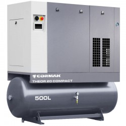 Satz Schraubenkompressor THEOR 20 COMPACT 15kW – 2.000L/min mit Kältetrockner und 500L Druckluftbehälter - 