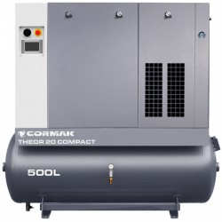 Schraubenkompressor THEOR 20 COMPACT mit Kältetrockner, Inverter und 500 L Behälter – 15 kW – 2.000 L/min - 