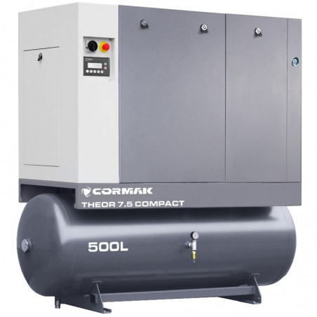 Ensemble THEOR 7,5 COMPACT Compresseur à vis silencieux THEOR 7,5 + Sécheur N10S + Cylindre 500l