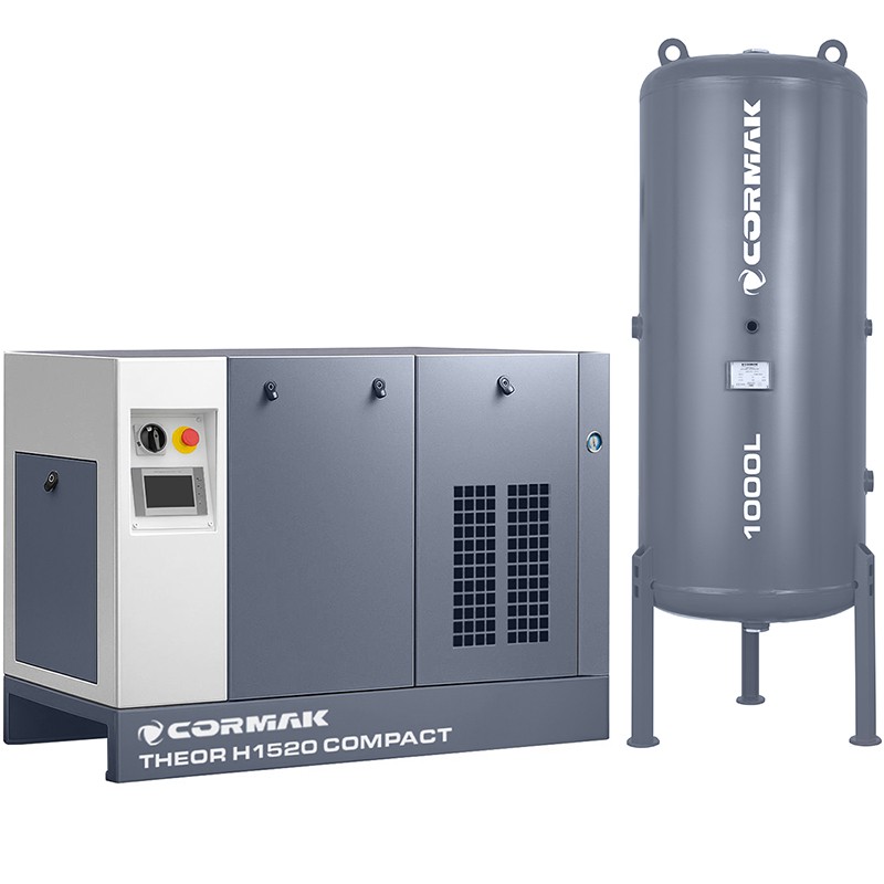 High-Pressure Screw Compressor CORMAK THEOR H1520 COMPACT 15kW 20bar with Air Dryer and 1000L Air Receiver ( Air Tank) - 