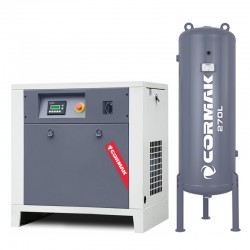 Schraubenkompressor mit 270L vertikalem Druckluftbehälter CORMAK LUFT 700 650L/min 5.5kW - 