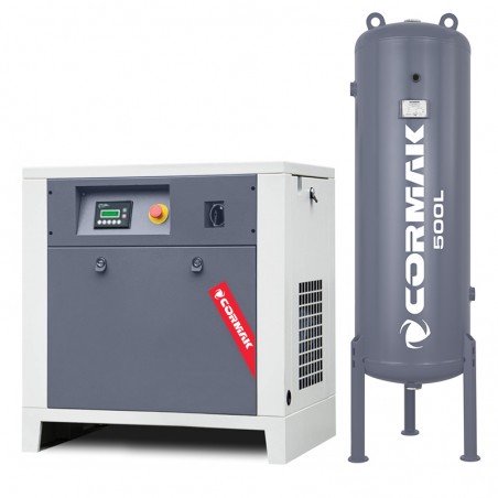 Satz Schraubenkompressor LUFT 700 5,5kW 650L/min + 500L vertikaler Druckluftbehälter