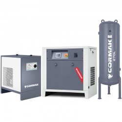 Schraubenkompressor mit Frequenzumrichter, Kältetrockner IZBERG N10S und 270L Druckluftbehälter LUFT 1000 950L/min 7.5kW - 