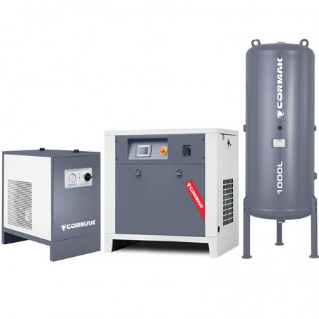 Screw Compressor Set LUFT 1000 INVERTER – 7.5 kW – 950 L/min + Air Dryer IZBERG N10S + 1000 L Vertical Air Tank